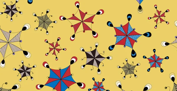 Abstract cartoon doodle background. Funny geometric figures similar to umbrellas.