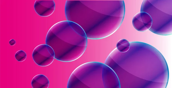 Fond Réaliste Avec Bulles Jaunes Violettes Transparentes Effet Réflexion — Image vectorielle