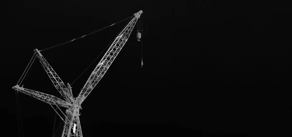 Mobil Teleskopik Inşaat Vinci Çalışıyor Kopya Alanı Ile Siyah Beyaz — Stok fotoğraf