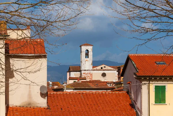 Invierno Lucca Vista Del Centro Histórico Ciudad Con Iglesia San — Foto de Stock