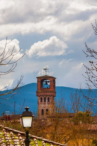 Invierno Lucca Medieval Torre Delle Ore Antigua Torre Del Reloj — Foto de Stock