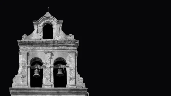 Vallásos Építészet Pisában Romok Egy Ősi Harangláb Fekete Fehér Fénymásolási — Stock Fotó