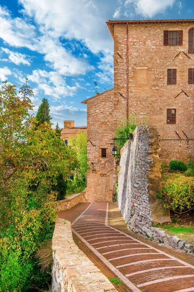 Assisi Красивый Средневековый Исторический Центр Дороги — стоковое фото