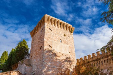 Spello, ITALY, NOVEMBER 1, 2019 - San Severino (St Severinus) Tower in Spello medieval historical center