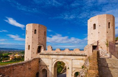 Porta Venere (Venus' Gate) ancient ruins in Spello, with its beautiful dodecagonal twin towers
