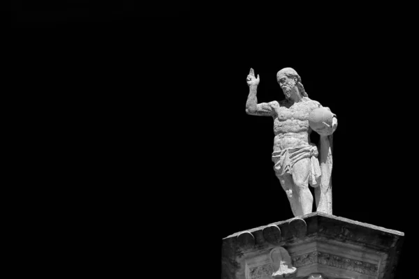 Statue Christ Redeemer Top Column Erected 1640 Center Vicenza Black — Stock Photo, Image