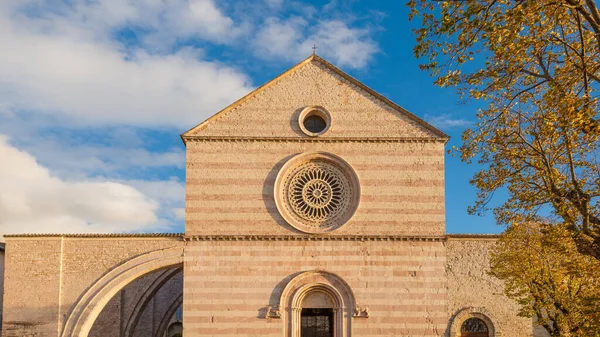 Facciata Della Basilica Santa Chiara Assii Chiesa Gotica Medievale Punto — Foto Stock