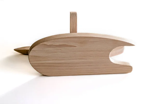 Un bloque de madera de haya para planchar con una plancha. Una herramienta para un sastre. — Foto de Stock