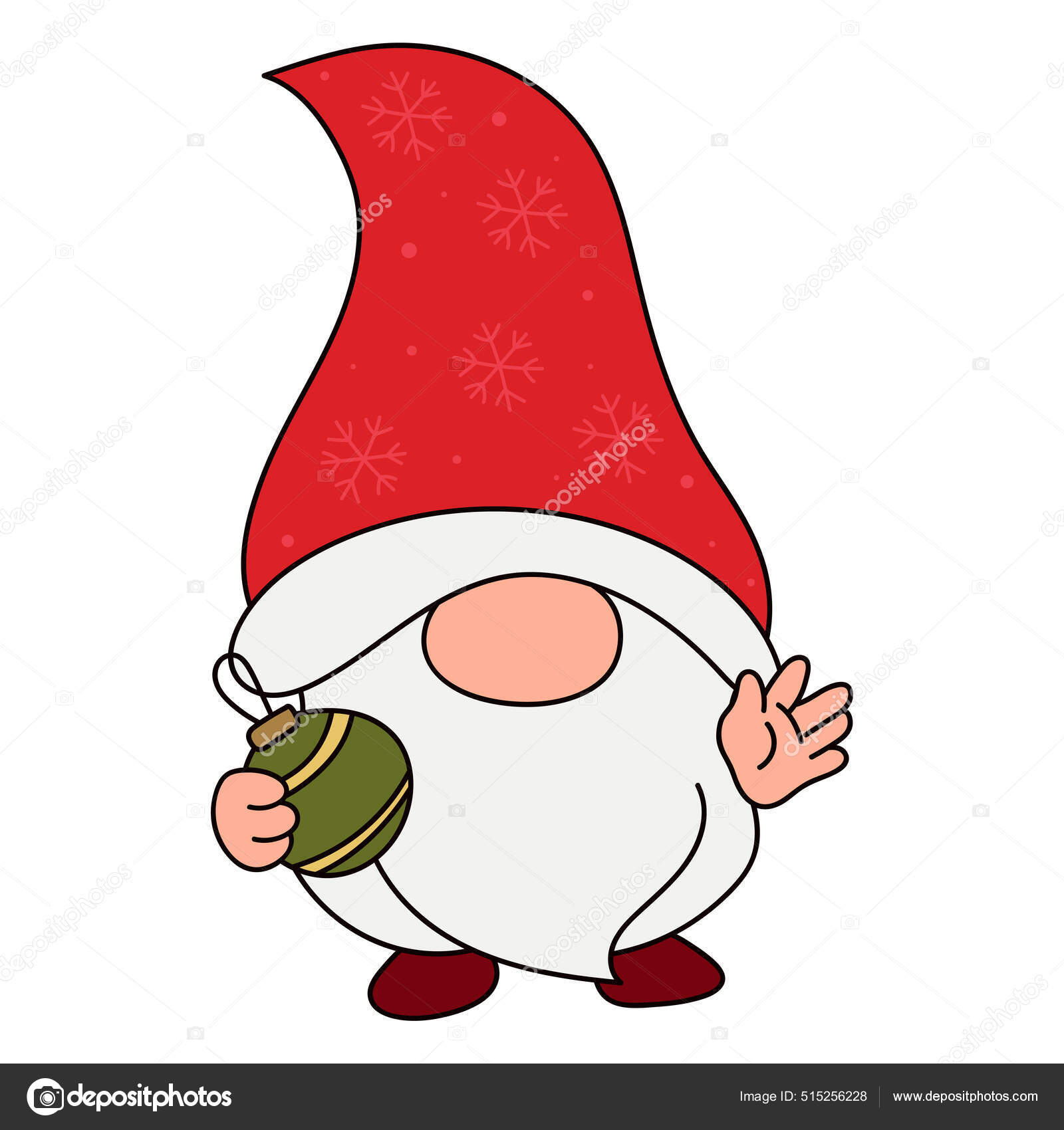 Рождественский Клипарт Векторная Иллюстрация Xmas Gnome.