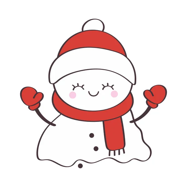 Милий Кліпарт Сніговик Талий Сніговик Милою Змією Різдвяна Ілюстрація Дитячої — стоковий вектор