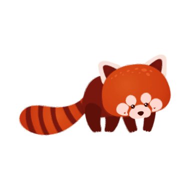 Kawaii tarzında çizgi film kırmızı panda. Şirin bir hayvanın vektör çizimi. Çocuklar için, bebek kitabı, peri masalı, kapak, bebek partisi davetiyesi, tekstil tişörtü..