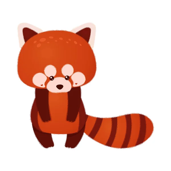 Sad Red Panda Cartoon Kawaii Style Vector Illustration Cute Animal — Stockový vektor