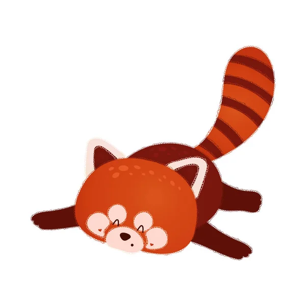 Funny Illustration Red Panda Bear Lying Vector Illustration Cute Animal — Image vectorielle