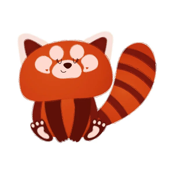 Illustration Vacker Röd Panda Vit Bakgrund Vektorillustration Ett Gulligt Djur — Stock vektor
