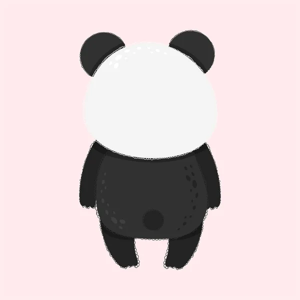 Dessin Animé Panda Vue Dos Arrière Illustration Vectorielle Animal Mignon — Image vectorielle