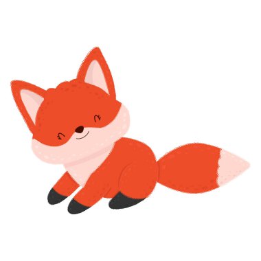 Gözleri kapalı komik bir tilki tasviri. Şirin bir hayvanın vektör çizimi. Çocuklar, bebek kitapları, peri masalları, kapaklar, bebek partisi davetiyeleri, tekstil....