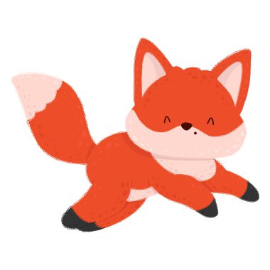 Kawaii tarzında çizgi film tilkisi yavrusu. Şirin bir hayvanın vektör çizimi. Çocuklar için küçük şirin bir tilki tasviri, bebek kitabı, peri masalları, örtüler, bebek partisi davetiyesi, tekstil tişörtü.