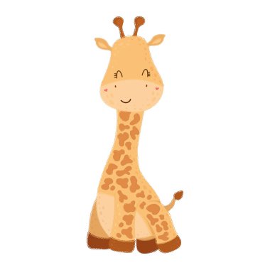Şirin bebek zürafa çizimi. Şirin bir hayvanın vektör çizimi. Çocuklar için küçük şirin bir zürafa tasviri, bebek kitabı, peri masalları, örtüler, bebek partisi davetiyesi, tekstil tişörtü..