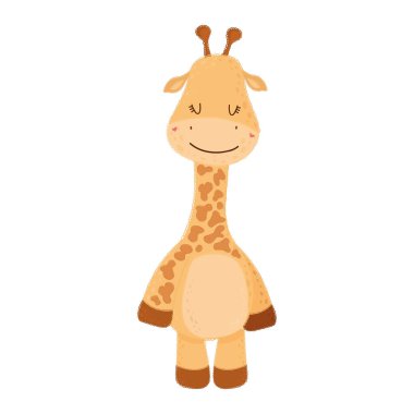 Şirin zürafa klipsi. Şirin bir hayvanın vektör çizimi. Çocuklar için küçük şirin bir zürafa tasviri, bebek kitabı, peri masalları, örtüler, bebek partisi davetiyesi, tekstil tişörtü..