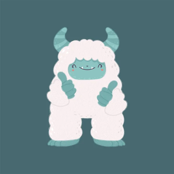 Funny Cartoon Character Yeti Vector Illustration Cute Monster Cute Little — Διανυσματικό Αρχείο