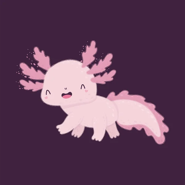 Cutest Kawaii Axolotl Εικονογράφηση Εικονογράφηση Διάνυσμα Από Ένα Χαριτωμένο Ψάρι — Διανυσματικό Αρχείο