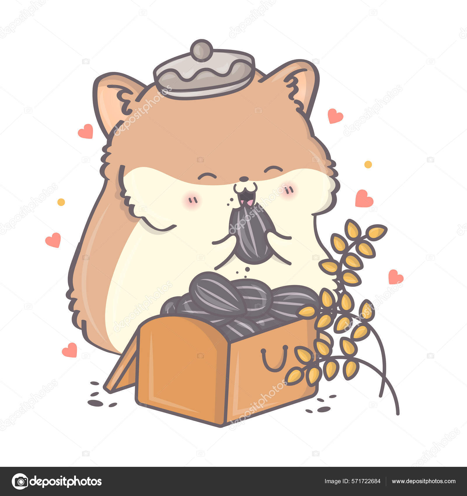 Um hamster com longos bigodes está sobre uma pilha de doces.