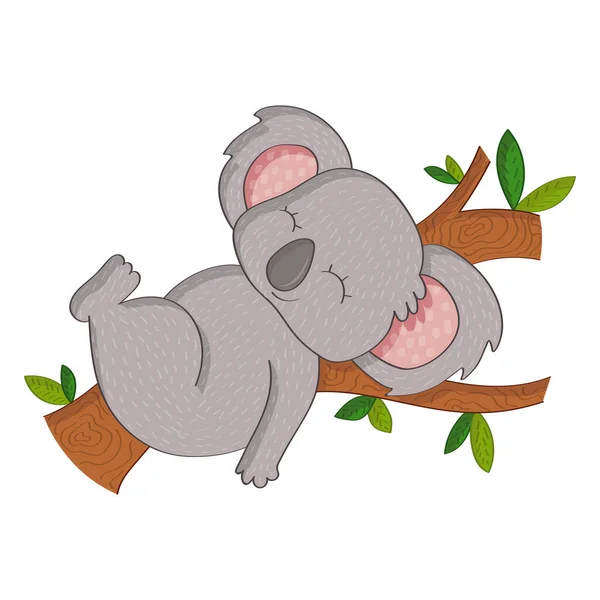 Χαριτωμένη Αρκούδα Κοάλα Κοιμάται Ένα Δέντρο Εικονογράφηση Διάνυσμα Ενός Χαριτωμένου — Διανυσματικό Αρχείο