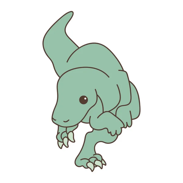 Söt Dinosaurie Tecknad Stil Vektorillustration Ett Gulligt Djur Söt Liten — Stock vektor