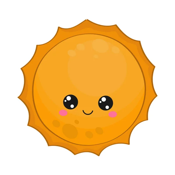 Aranyos Kawaii Sun Vector Illusztráció Egy Bolygóról Kép Bolygóról Gyerekeknek — Stock Vector