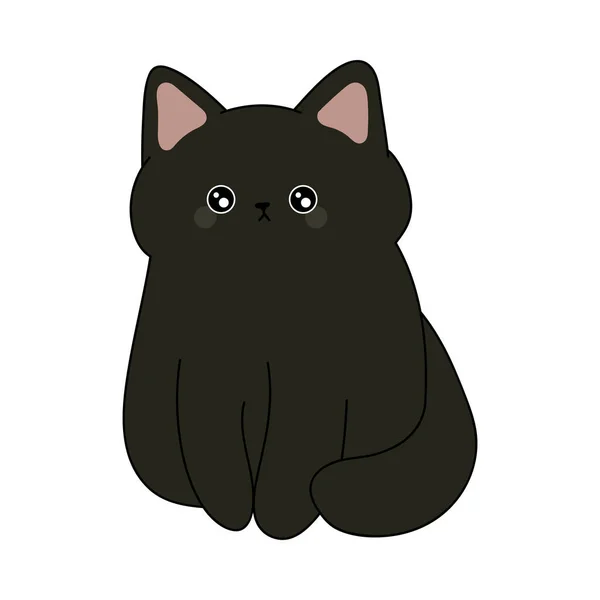 Desenhos animados doodle desenho de gato preto. silhueta de gatinho simples  e fofo, ilustração vetorial de halloween.