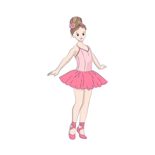 Bailarina Ilustração Pequena Bonito Caráter Para Crianças Livro Bebê Contos — Vetor de Stock