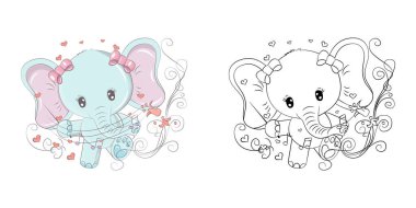 Şirin Clipart Fil Çizimi ve Renklendirme Sayfası. Çizgi film Clip Art Elephant Musician. Etiketler, Bebek Duşu, Renkli Sayfalar, Giysiler İçin Parmak İzleri