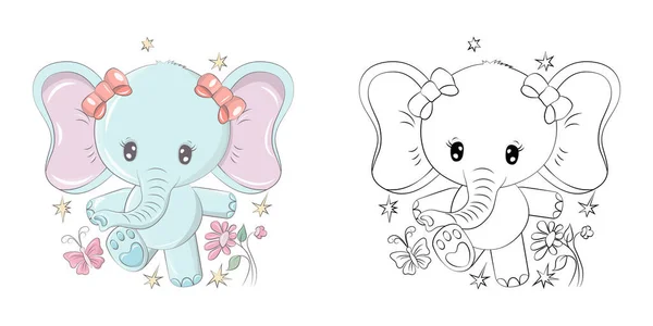 ilustração de contorno dos desenhos animados elefante bebê fofo. atividade  de página de livro de colorir de animais fácil para crianças 16137611 Vetor  no Vecteezy