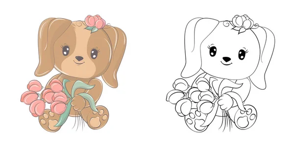 Roztomilý Pes Clipart Pro Omalovánky Ilustrace Happy Clip Art Dog — Stockový vektor