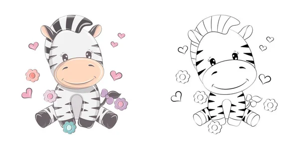 Clipart Bonito Zebra Ilustração Para Colorir Página Desenhos Animados Clip —  Vetores de Stock