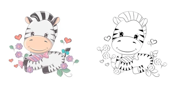 Clipart Zebra Bonito Para Colorir Página Ilustração Happy Clip Art —  Vetores de Stock