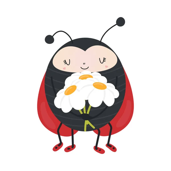 Clipart Coccinelle Style Dessin Animé Clip Art Mignon Coccinelle Avec — Image vectorielle