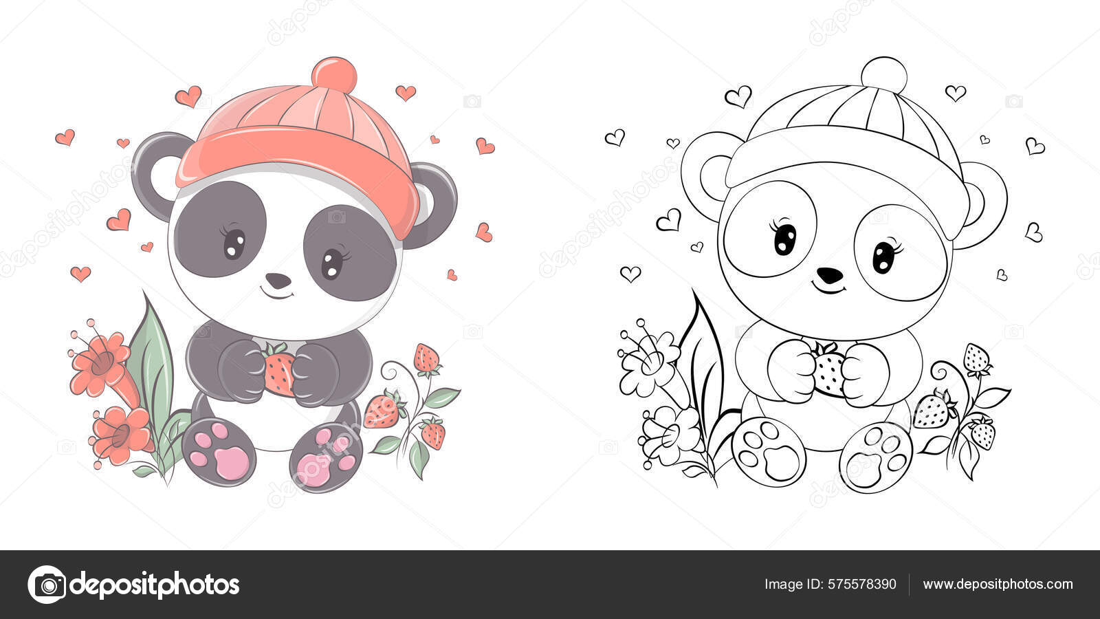 Desenho De Panda Para Colorir Crianças Impressão Bonito Vetor PNG