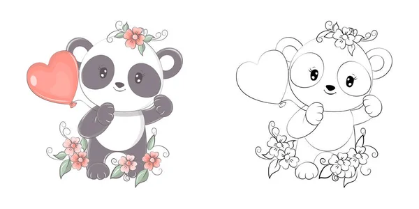 Cute Clipart Panda Ilustração Para Colorir Página Desenhos Animados Clip —  Vetores de Stock