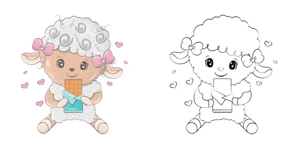 Cliparty Lamb Wielobarwny Czarno Biały Cute Clip Art Sheep Zjada — Wektor stockowy