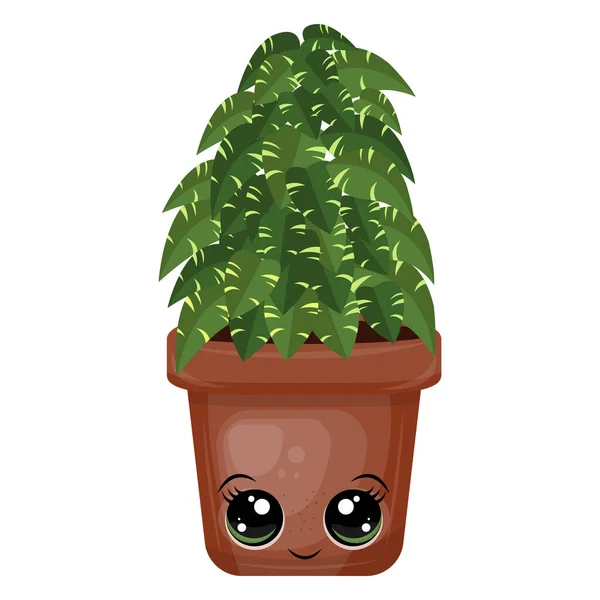 Kawaii Home Plant Clipart Cute Cartoon Style Beautiful Clip Art — Διανυσματικό Αρχείο