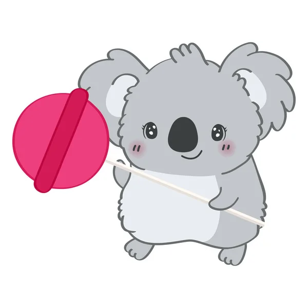 코알라 클라이언트 Koala Clipart 캐릭터 디자인 클리프 코알라베어 캔디를 막대에 — 스톡 벡터