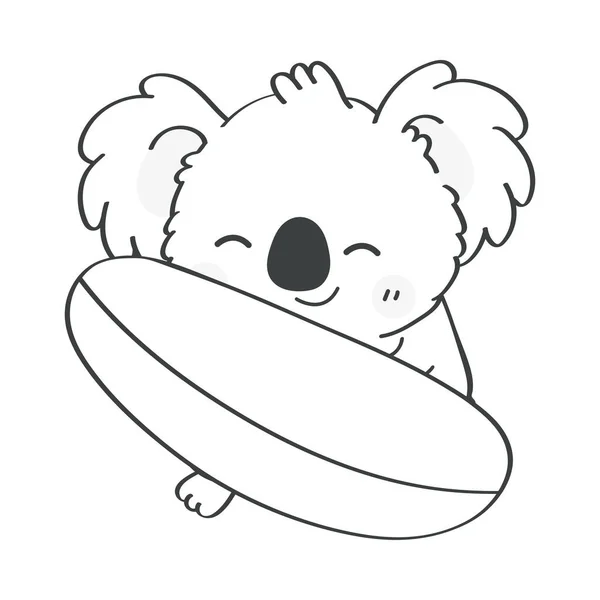 Koala Bear Clipart Coloring Page Ładny Styl Kreskówki Piękny Klip — Wektor stockowy