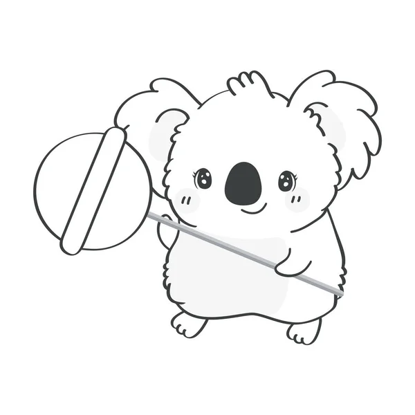 Coloring Page Koala Clipart Character Design Приємний Кліп Art Koala — стоковий вектор