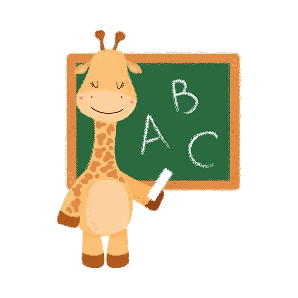 Клипарт Жираф Стиле Мультфильма Симпатичный Клип Искусство Giraffe Blackboard Векторная — стоковый вектор