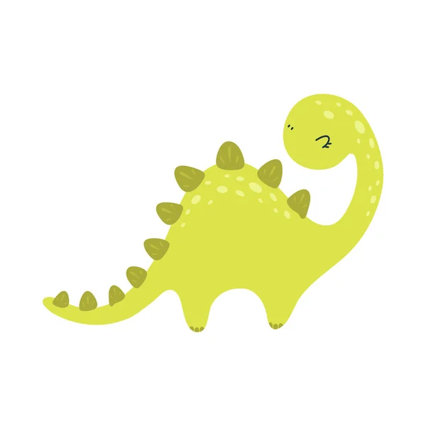 Cute Brachiosaurus Clipart Isolated White Background Funny Clip Art Dinosaur — Stock Vector
