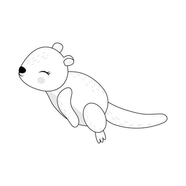 Cute Otters Clipart Izolowane Białym Tle Zabawny Klip Wydra Sztuki — Wektor stockowy