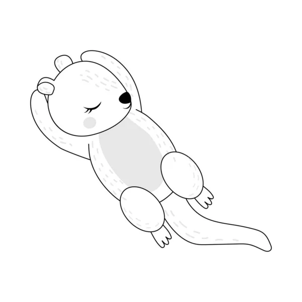 Coloriage Otters Clipart Character Design Adorable Clip Art Otter Dormir — Image vectorielle