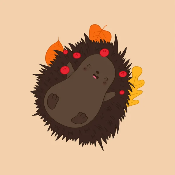 Cute Hedgehog Clipart Children Holidays Goods Happy Clip Art Hedgehog — Stockový vektor