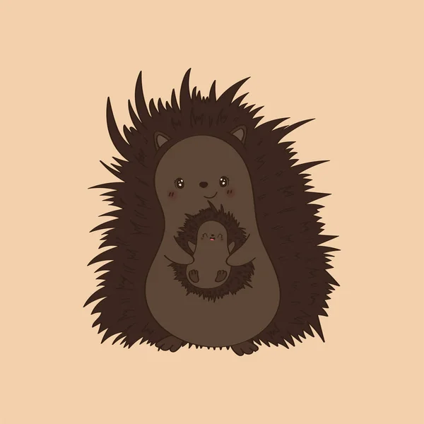 Cute Clipart Hedgehog Illustration Cartoon Style Happy Clip Art Hedgehog — Stockvektor